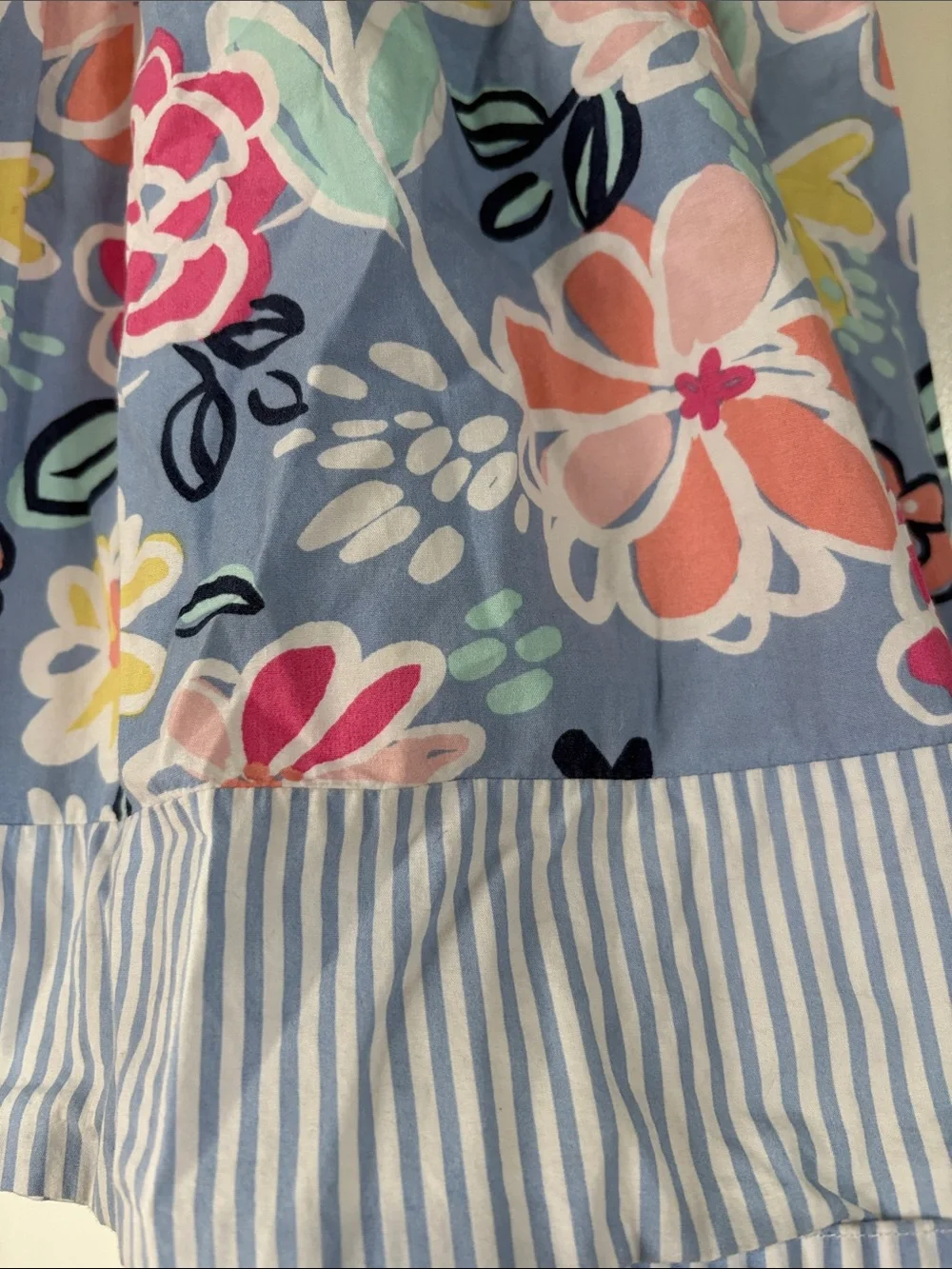 Gymboree Smocked Dress with Pastel Floral Design, Striped Straps Size 4T